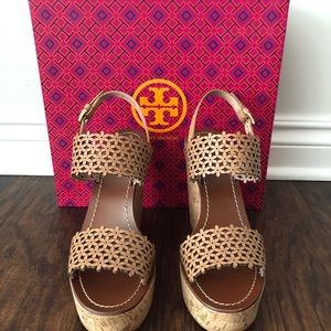 Tory Burch Daisy Floral Wedge Perforated Sandal